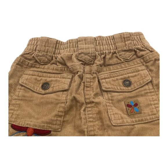 Koala Kids Baby Girl Corduroy Skirt 12M With Floral Embroidery & Pockets Brown - Picture 10 of 11